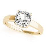 Regal Solitaire Cushion Diamond Engagement Ring — 9K/18K Gold & Platinum