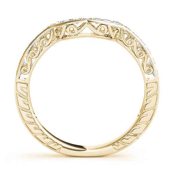 Prong in Channel Curved Half Eternity Ring in Gold & Platinum