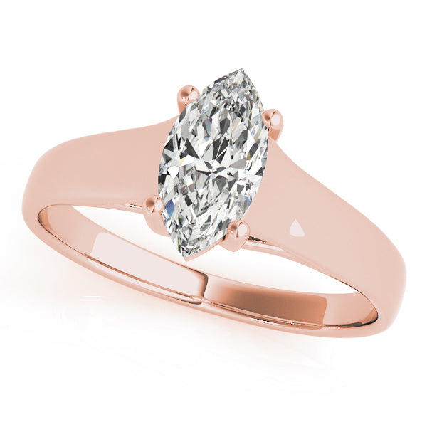 Romantic Solitaires Any Shape Marquise Diamond Engagement Ring — 9K/18K Gold & Platinum