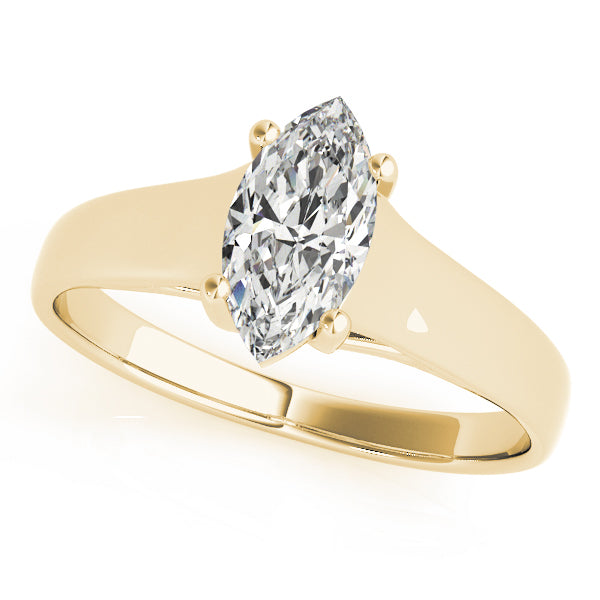 Romantic Solitaires Any Shape Marquise Diamond Engagement Ring — 9K/18K Gold & Platinum
