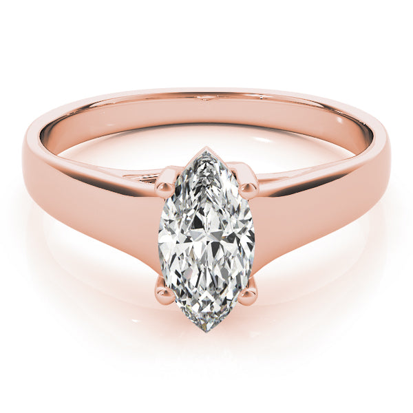 Romantic Solitaires Any Shape Marquise Diamond Engagement Ring — 9K/18K Gold & Platinum