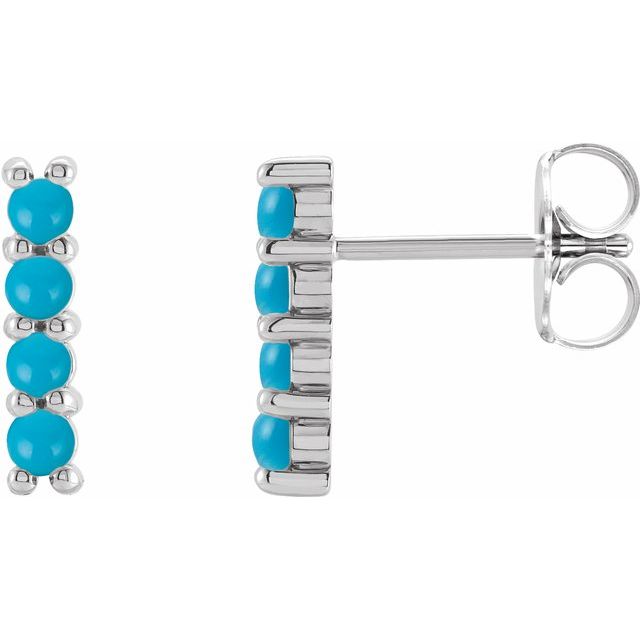 Turquoise Round Bar Earrings in Gold and Platinum