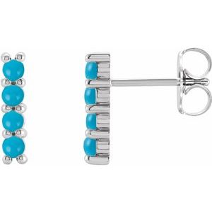 Turquoise Round Bar Earrings in Gold and Platinum
