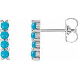 Turquoise Round Bar Earrings in Gold and Platinum