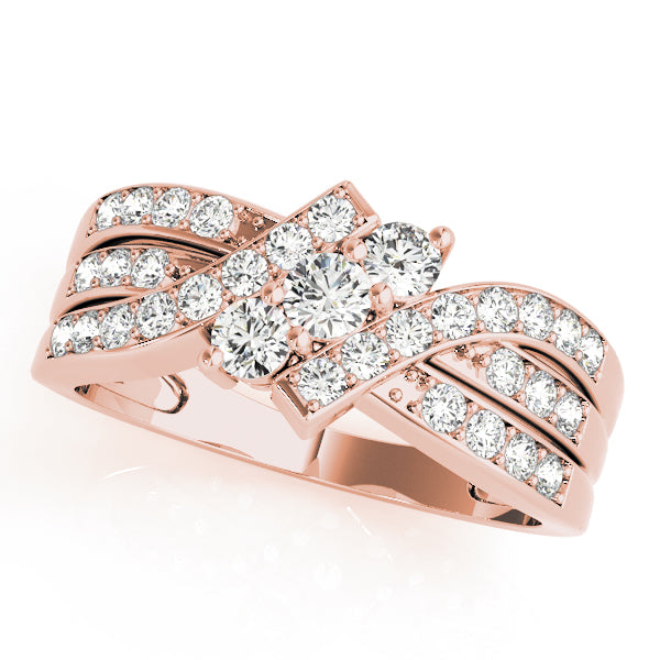 Lustrous Three-Stone Round Diamond Engagement Ring — 9K/18K Gold & Platinum