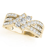 Lustrous Three-Stone Round Diamond Engagement Ring — 9K/18K Gold & Platinum