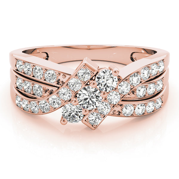 Lustrous Three-Stone Round Diamond Engagement Ring — 9K/18K Gold & Platinum
