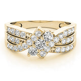 Lustrous Three-Stone Round Diamond Engagement Ring — 9K/18K Gold & Platinum