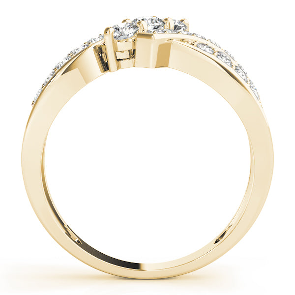 Lustrous Three-Stone Round Diamond Engagement Ring — 9K/18K Gold & Platinum