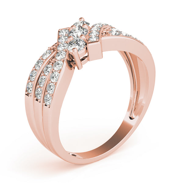 Lustrous Three-Stone Round Diamond Engagement Ring — 9K/18K Gold & Platinum