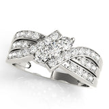 Lustrous Three-Stone Round Diamond Engagement Ring — 9K/18K Gold & Platinum