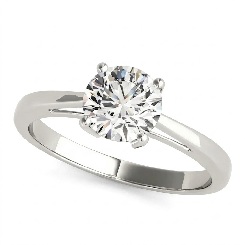IGI Lab-Grown Round Cut Diamond Four-Claw Solitaire Engagement Ring Gift for Her.