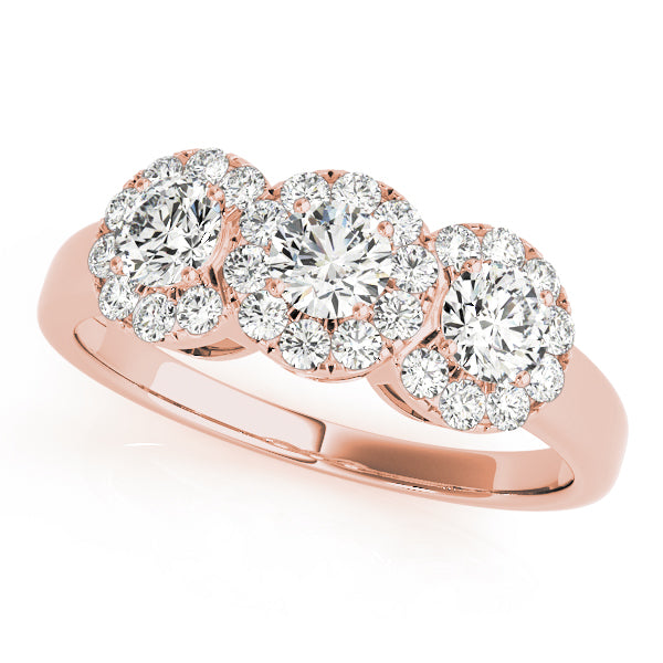 Celestial Three-Stone Round Diamond Engagement Ring — 9K/18K Gold & Platinum