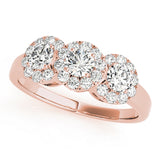 Celestial Three-Stone Round Diamond Engagement Ring — 9K/18K Gold & Platinum