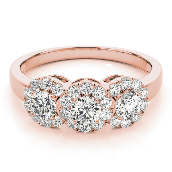 Celestial Three-Stone Round Diamond Engagement Ring — 9K/18K Gold & Platinum