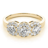 Celestial Three-Stone Round Diamond Engagement Ring — 9K/18K Gold & Platinum