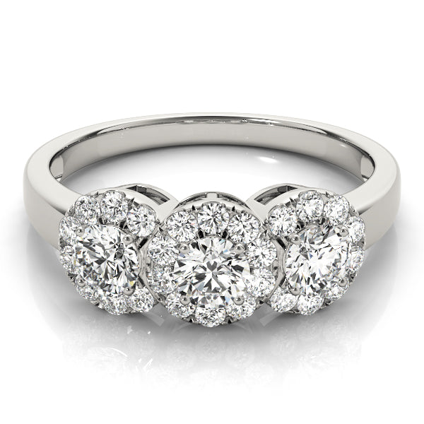 Celestial Three-Stone Round Diamond Engagement Ring — 9K/18K Gold & Platinum
