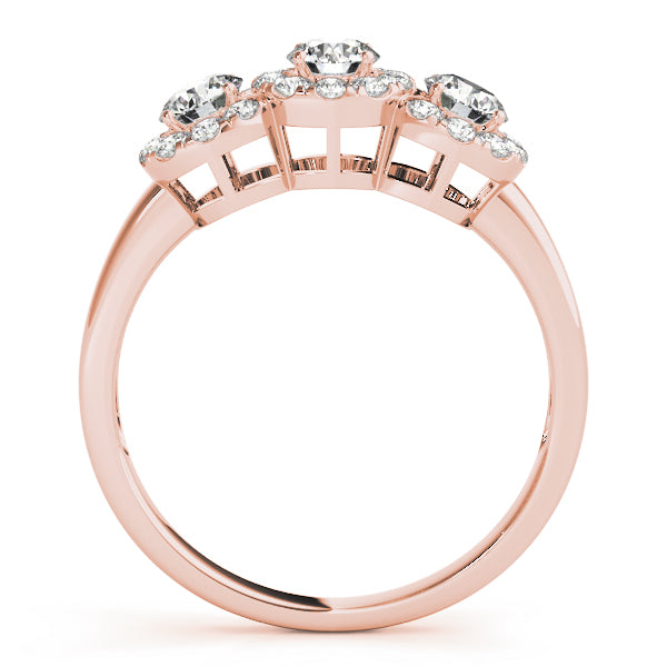 Celestial Three-Stone Round Diamond Engagement Ring — 9K/18K Gold & Platinum