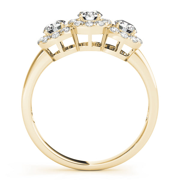 Celestial Three-Stone Round Diamond Engagement Ring — 9K/18K Gold & Platinum