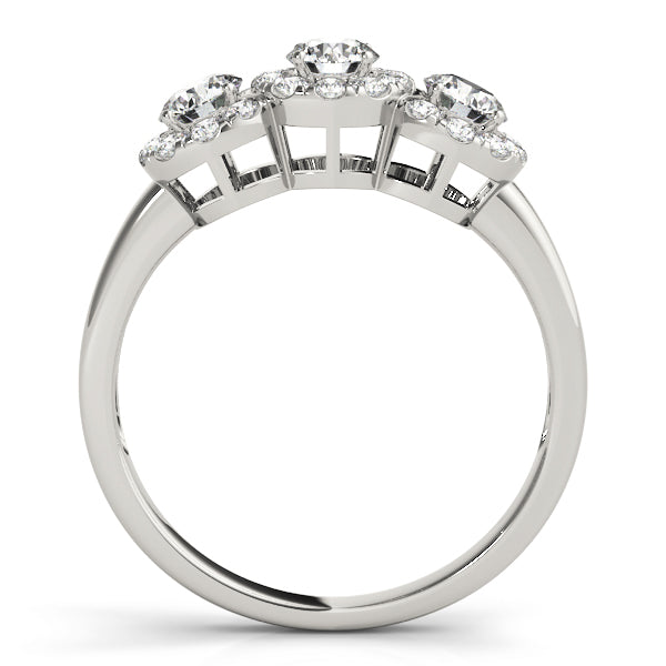 Celestial Three-Stone Round Diamond Engagement Ring — 9K/18K Gold & Platinum