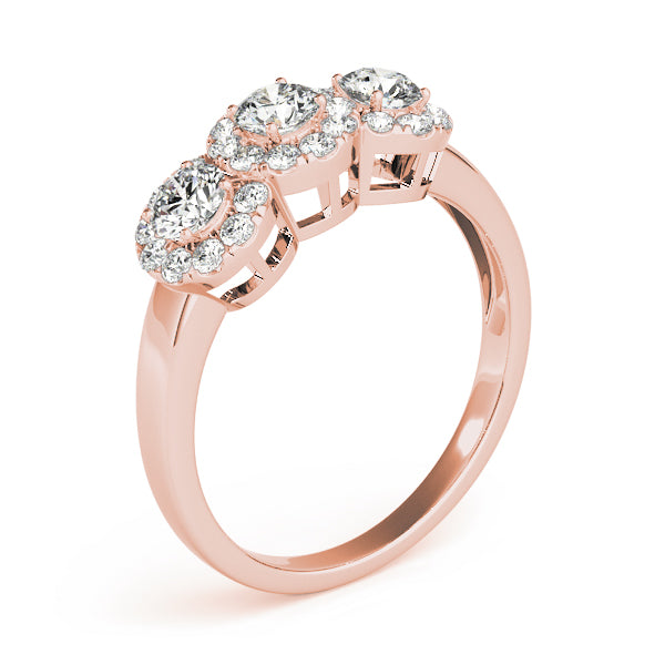Celestial Three-Stone Round Diamond Engagement Ring — 9K/18K Gold & Platinum