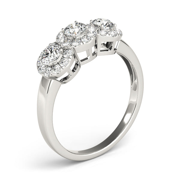 Celestial Three-Stone Round Diamond Engagement Ring — 9K/18K Gold & Platinum