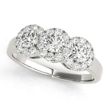 Celestial Three-Stone Round Diamond Engagement Ring — 9K/18K Gold & Platinum