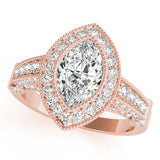 Crowned Color Rings Marquise Diamond Engagement Ring — 9K/18K Gold & Platinum
