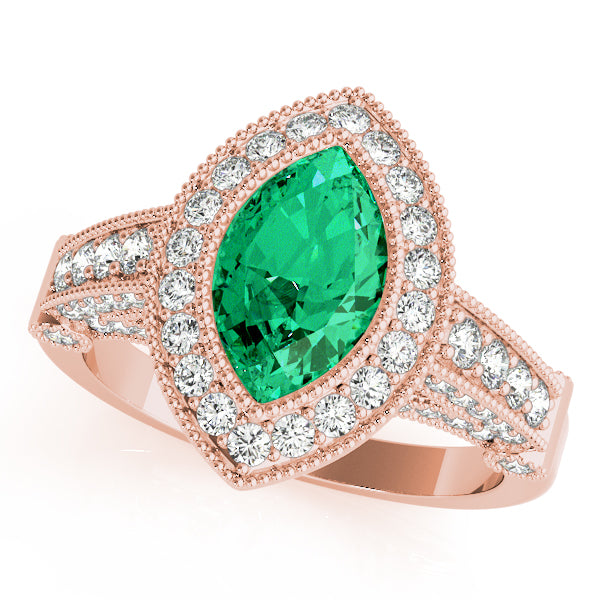 Crowned Color Rings Marquise Diamond Engagement Ring — 9K/18K Gold & Platinum