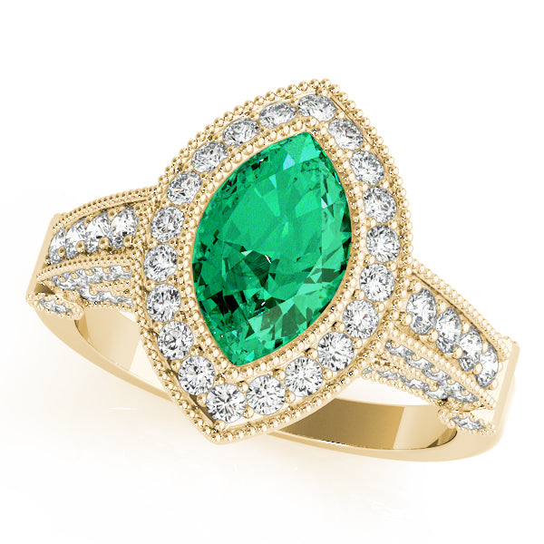 Crowned Color Rings Marquise Diamond Engagement Ring — 9K/18K Gold & Platinum
