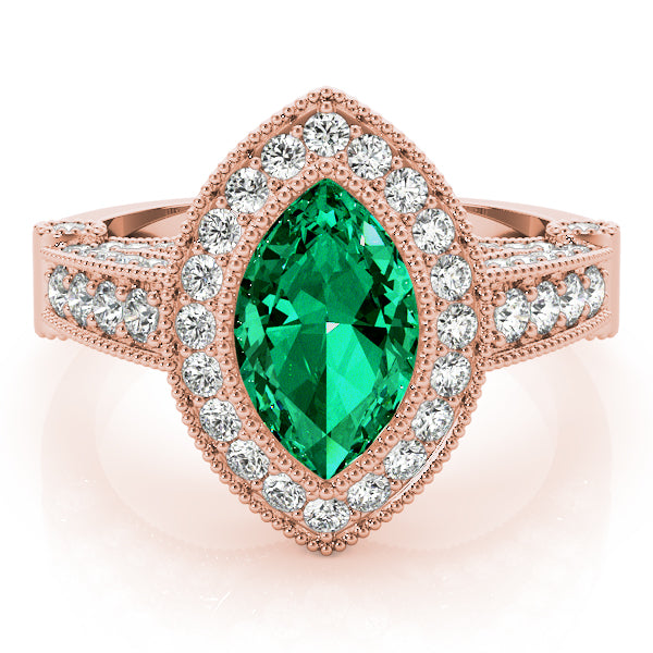 Crowned Color Rings Marquise Diamond Engagement Ring — 9K/18K Gold & Platinum
