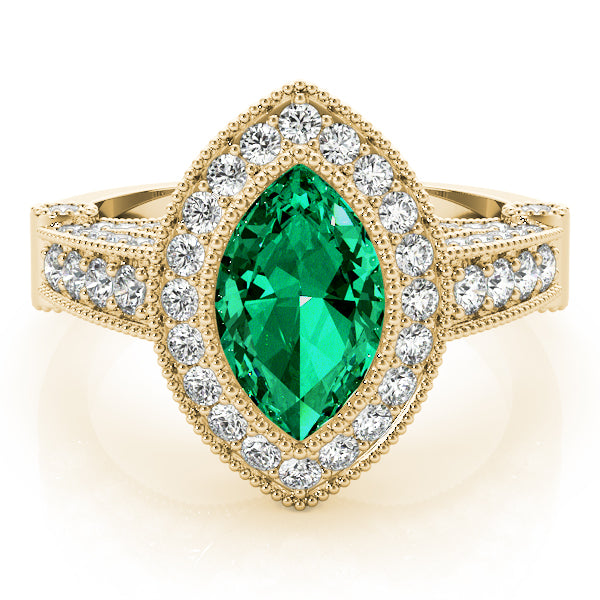Crowned Color Rings Marquise Diamond Engagement Ring — 9K/18K Gold & Platinum
