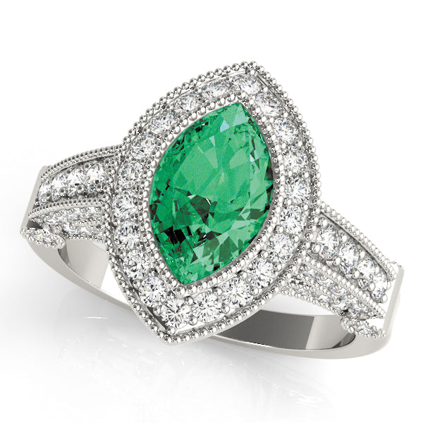 Crowned Color Rings Marquise Diamond Engagement Ring — 9K/18K Gold & Platinum