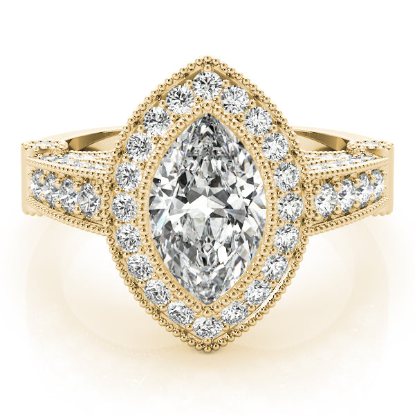 Crowned Color Rings Marquise Diamond Engagement Ring — 9K/18K Gold & Platinum