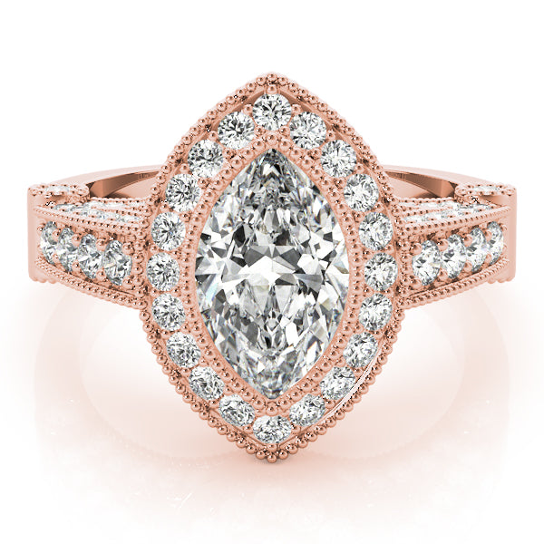 Crowned Color Rings Marquise Diamond Engagement Ring — 9K/18K Gold & Platinum