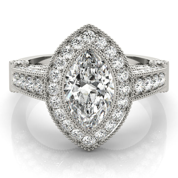 Crowned Color Rings Marquise Diamond Engagement Ring — 9K/18K Gold & Platinum