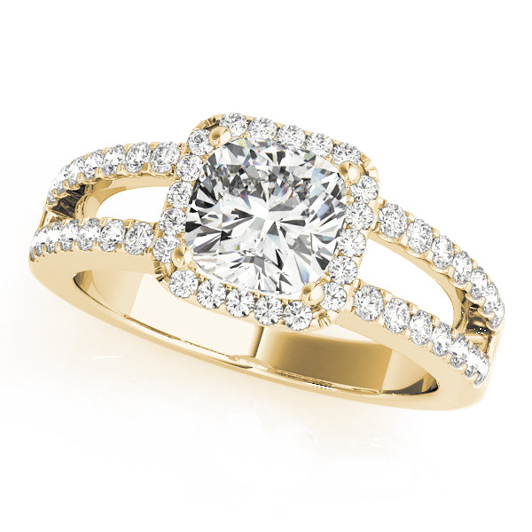 Cherished Halo Princess Diamond Engagement Ring — 9K/18K Gold & Platinum