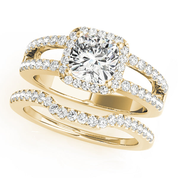 Cherished Halo Princess Diamond Engagement Ring — 9K/18K Gold & Platinum