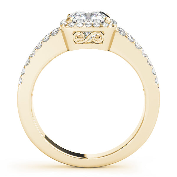 Cherished Halo Princess Diamond Engagement Ring — 9K/18K Gold & Platinum