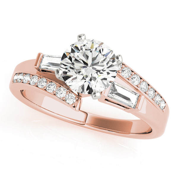 Elegant Fancy Shape Baguette Remounts Round Diamond Engagement Ring — 9K/18K Gold & Platinum