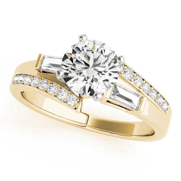 Elegant Fancy Shape Baguette Remounts Round Diamond Engagement Ring — 9K/18K Gold & Platinum