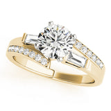 Elegant Fancy Shape Baguette Remounts Round Diamond Engagement Ring — 9K/18K Gold & Platinum