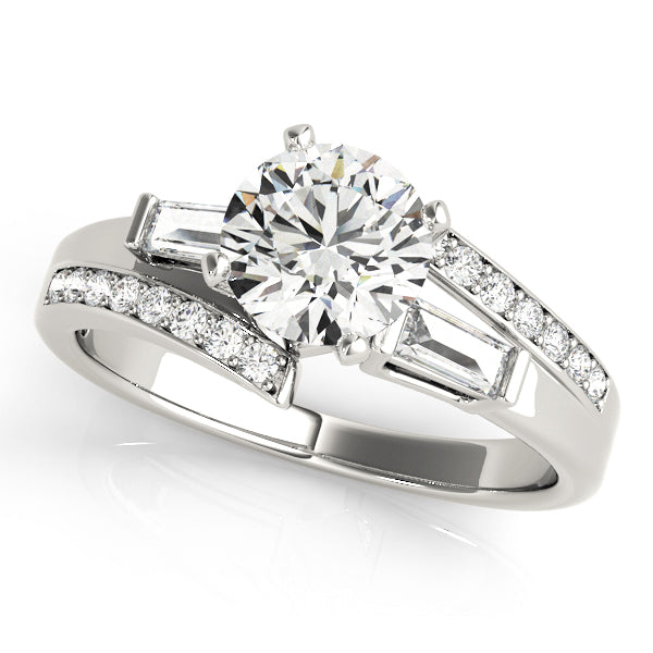 Elegant Fancy Shape Baguette Remounts Round Diamond Engagement Ring — 9K/18K Gold & Platinum