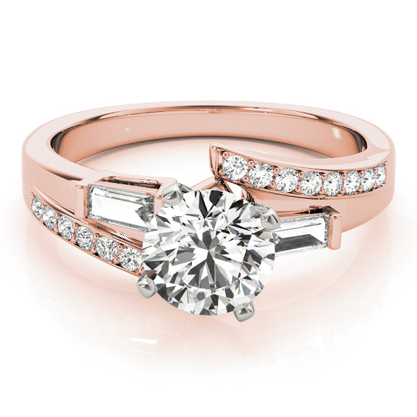 Elegant Fancy Shape Baguette Remounts Round Diamond Engagement Ring — 9K/18K Gold & Platinum