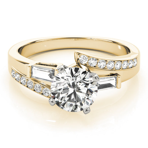 Elegant Fancy Shape Baguette Remounts Round Diamond Engagement Ring — 9K/18K Gold & Platinum