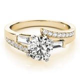 Elegant Fancy Shape Baguette Remounts Round Diamond Engagement Ring — 9K/18K Gold & Platinum