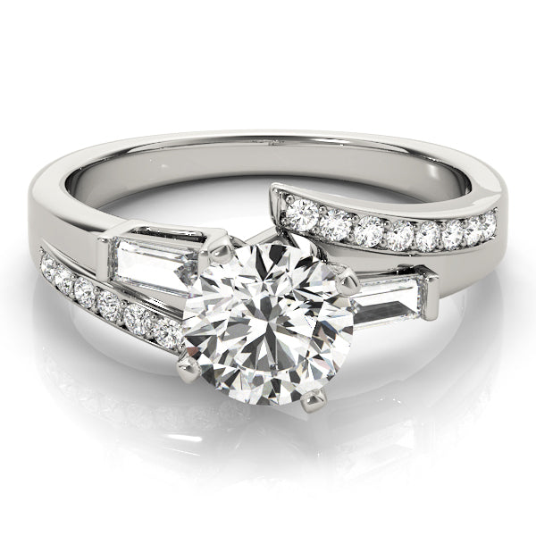 Elegant Fancy Shape Baguette Remounts Round Diamond Engagement Ring — 9K/18K Gold & Platinum