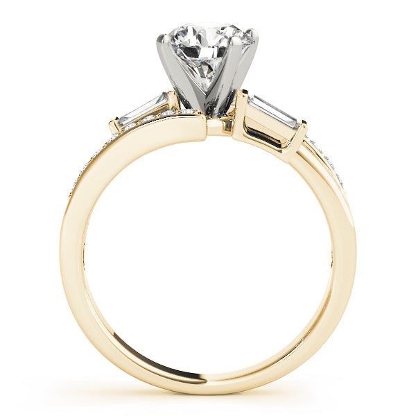 Elegant Fancy Shape Baguette Remounts Round Diamond Engagement Ring — 9K/18K Gold & Platinum