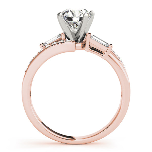 Elegant Fancy Shape Baguette Remounts Round Diamond Engagement Ring — 9K/18K Gold & Platinum