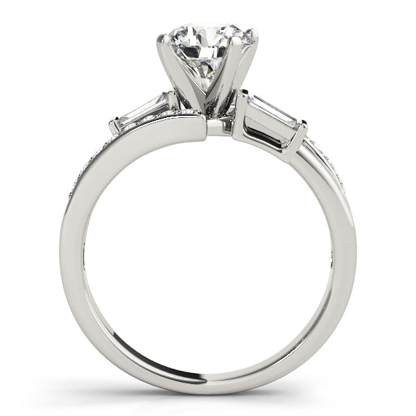 Elegant Fancy Shape Baguette Remounts Round Diamond Engagement Ring — 9K/18K Gold & Platinum